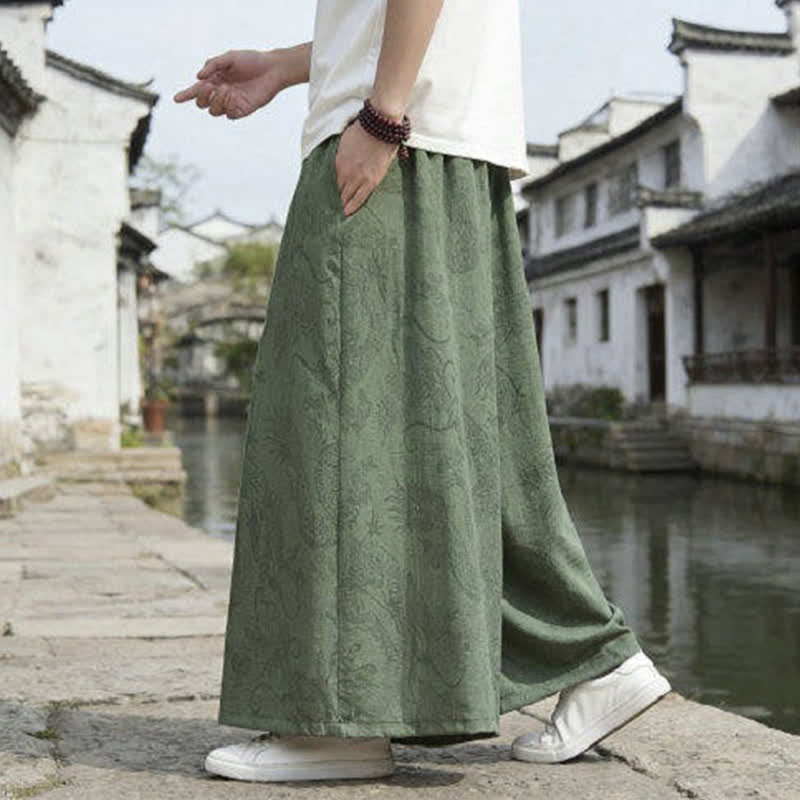 Buddha Stones Sommerliche Freizeithose im Tang-Stil mit Drachenmotiv und Kordelzug, Herrenhose mit weitem Bein - image 6