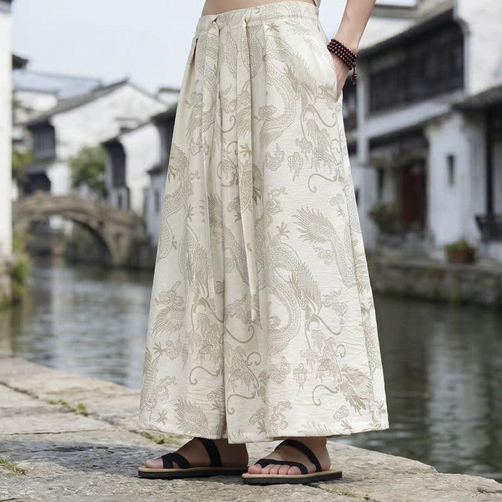 Buddha Stones Sommerliche Freizeithose im Tang-Stil mit Drachenmotiv und Kordelzug, Herrenhose mit weitem Bein - image 35