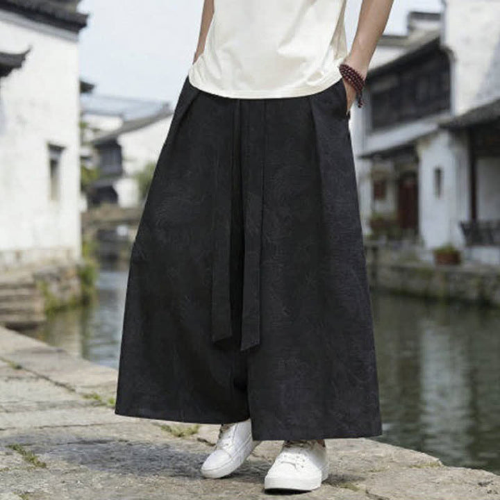 Buddha Stones Sommerliche Freizeithose im Tang-Stil mit Drachenmotiv und Kordelzug, Herrenhose mit weitem Bein - image 14