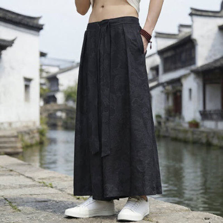 Buddha Stones Sommerliche Freizeithose im Tang-Stil mit Drachenmotiv und Kordelzug, Herrenhose mit weitem Bein - image 11