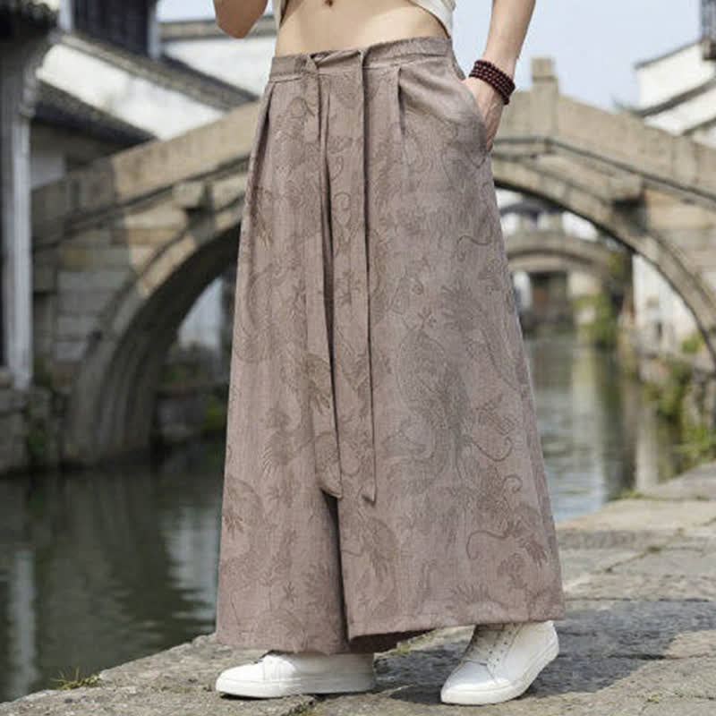 Buddha Stones Sommerliche Freizeithose im Tang-Stil mit Drachenmotiv und Kordelzug, Herrenhose mit weitem Bein - image 19