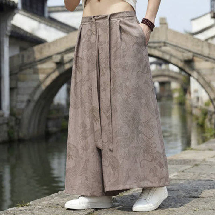 Buddha Stones Sommerliche Freizeithose im Tang-Stil mit Drachenmotiv und Kordelzug, Herrenhose mit weitem Bein - image 19