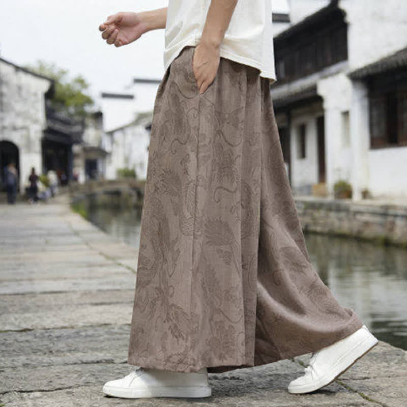Buddha Stones Sommerliche Freizeithose im Tang-Stil mit Drachenmotiv und Kordelzug, Herrenhose mit weitem Bein - image 21