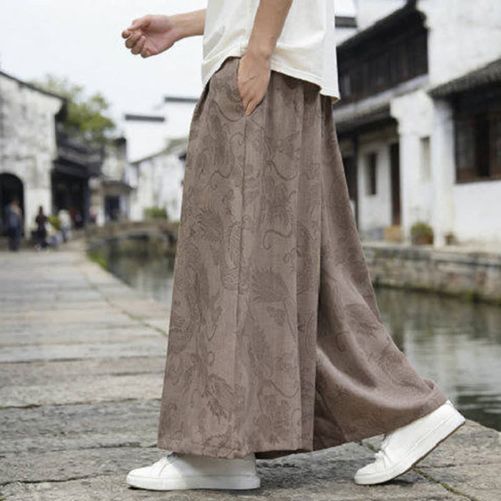 Buddha Stones Sommerliche Freizeithose im Tang-Stil mit Drachenmotiv und Kordelzug, Herrenhose mit weitem Bein - image 21