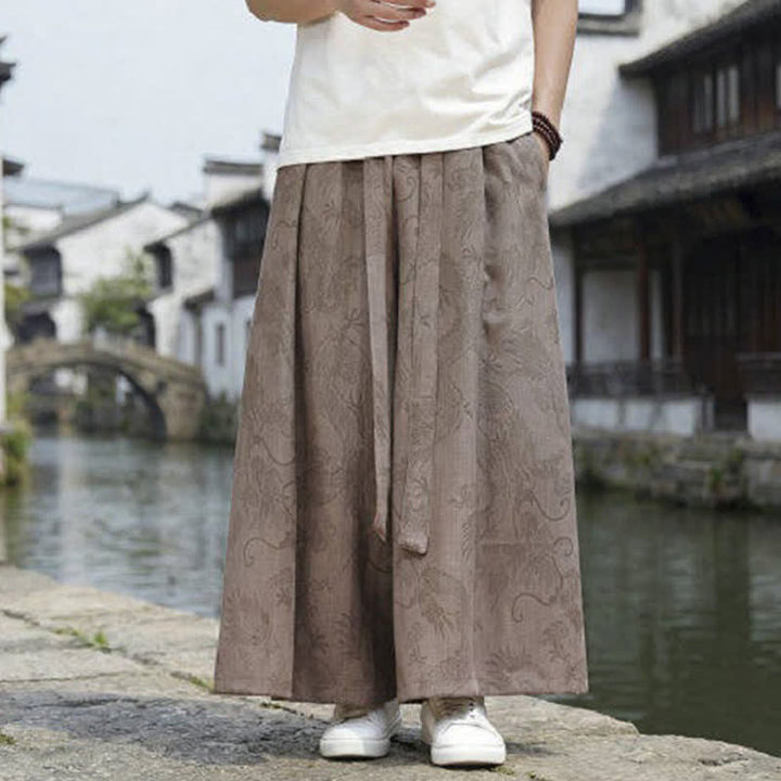 Buddha Stones Sommerliche Freizeithose im Tang-Stil mit Drachenmotiv und Kordelzug, Herrenhose mit weitem Bein - Bräunen - US/UK/AU46, EU56 (5XL) - image 17