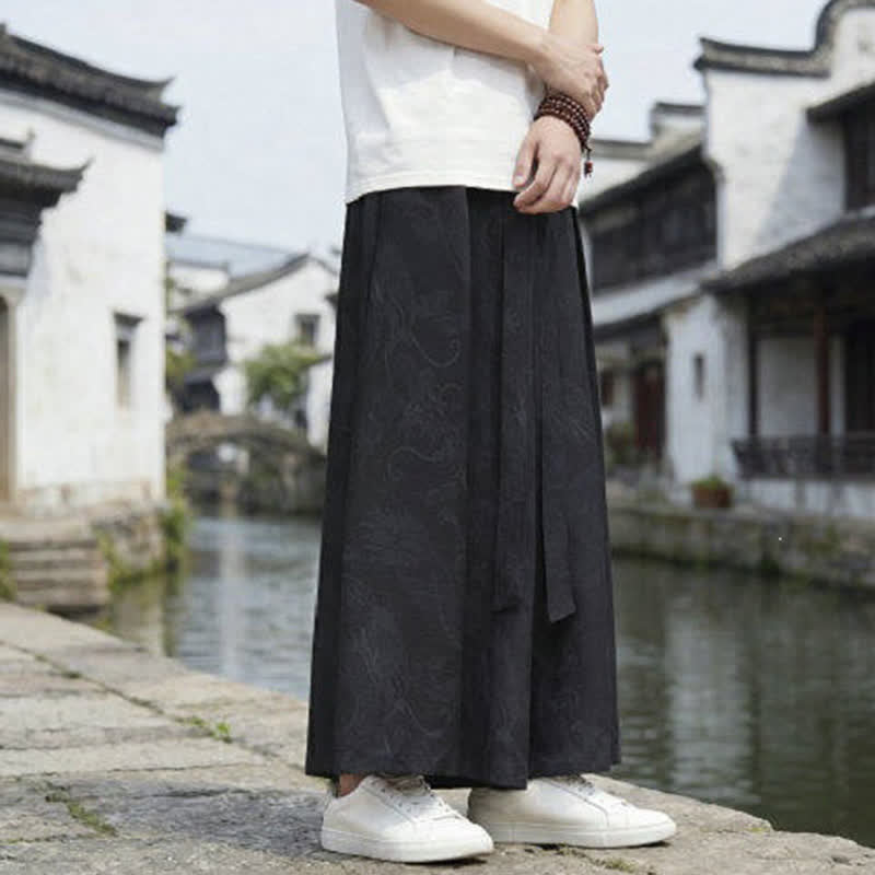 Buddha Stones Sommerliche Freizeithose im Tang-Stil mit Drachenmotiv und Kordelzug, Herrenhose mit weitem Bein - image 10