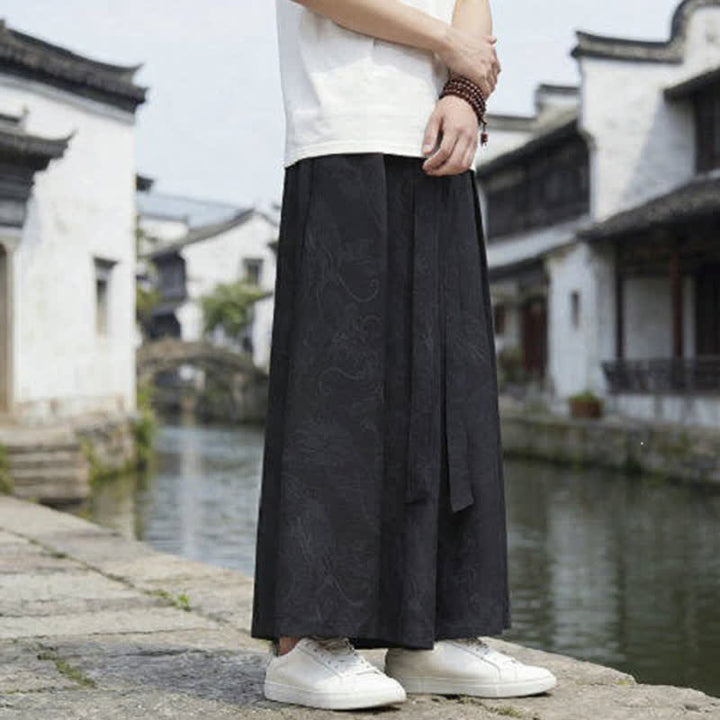 Buddha Stones Sommerliche Freizeithose im Tang-Stil mit Drachenmotiv und Kordelzug, Herrenhose mit weitem Bein - image 10
