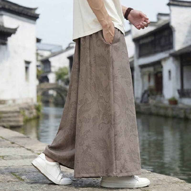 Buddha Stones Sommerliche Freizeithose im Tang-Stil mit Drachenmotiv und Kordelzug, Herrenhose mit weitem Bein - image 20