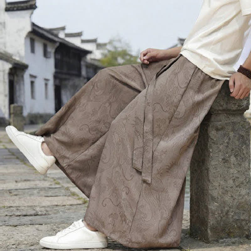 Buddha Stones Sommerliche Freizeithose im Tang-Stil mit Drachenmotiv und Kordelzug, Herrenhose mit weitem Bein - image 24