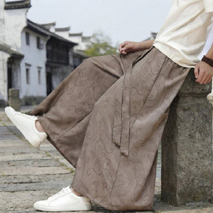Buddha Stones Sommerliche Freizeithose im Tang-Stil mit Drachenmotiv und Kordelzug, Herrenhose mit weitem Bein - image 24