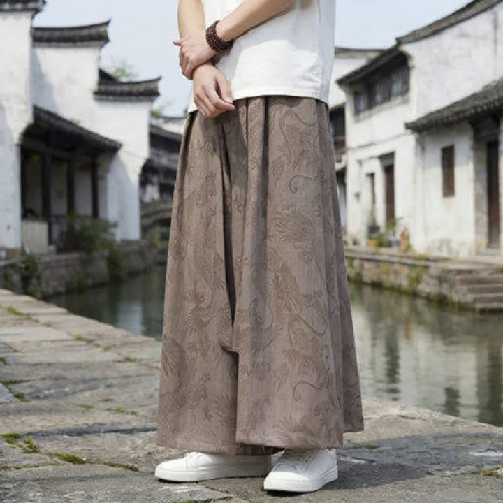 Buddha Stones Sommerliche Freizeithose im Tang-Stil mit Drachenmotiv und Kordelzug, Herrenhose mit weitem Bein - image 22