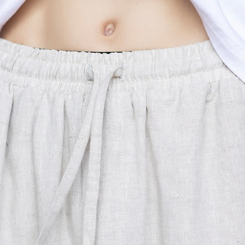 Buddha Stones Lässige Vintage-Sommerhose mit Kordelzug und elastischem Bund, einfarbig, knöchellang, Herrenhose, schmal zulaufend - image 8