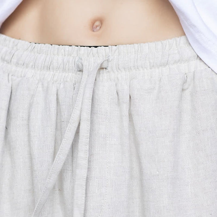 Buddha Stones Lässige Vintage-Sommerhose mit Kordelzug und elastischem Bund, einfarbig, knöchellang, Herrenhose, schmal zulaufend - image 8