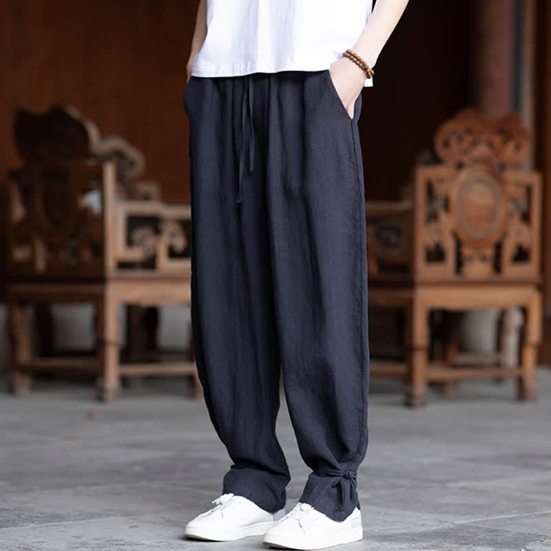 Buddha Stones Lässige Vintage-Sommerhose mit Kordelzug und elastischem Bund, einfarbig, knöchellang, Herrenhose, schmal zulaufend - image 27