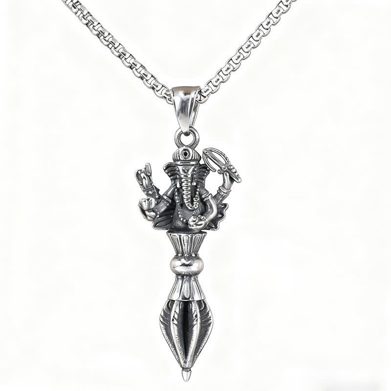 Buddha Stones Halskette mit Ganesh Vajra-Anhänger aus Edelstahl - image 3