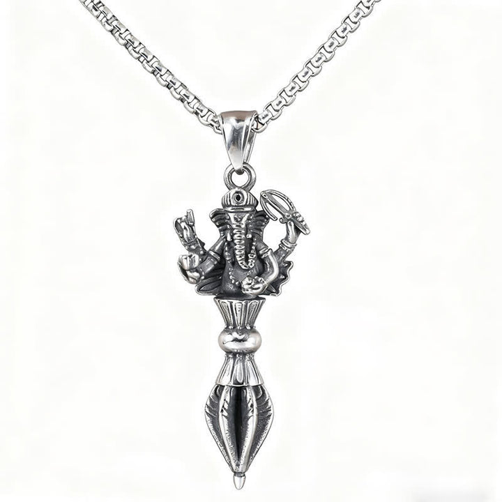 Buddha Stones Halskette mit Ganesh Vajra-Anhänger aus Edelstahl - image 3