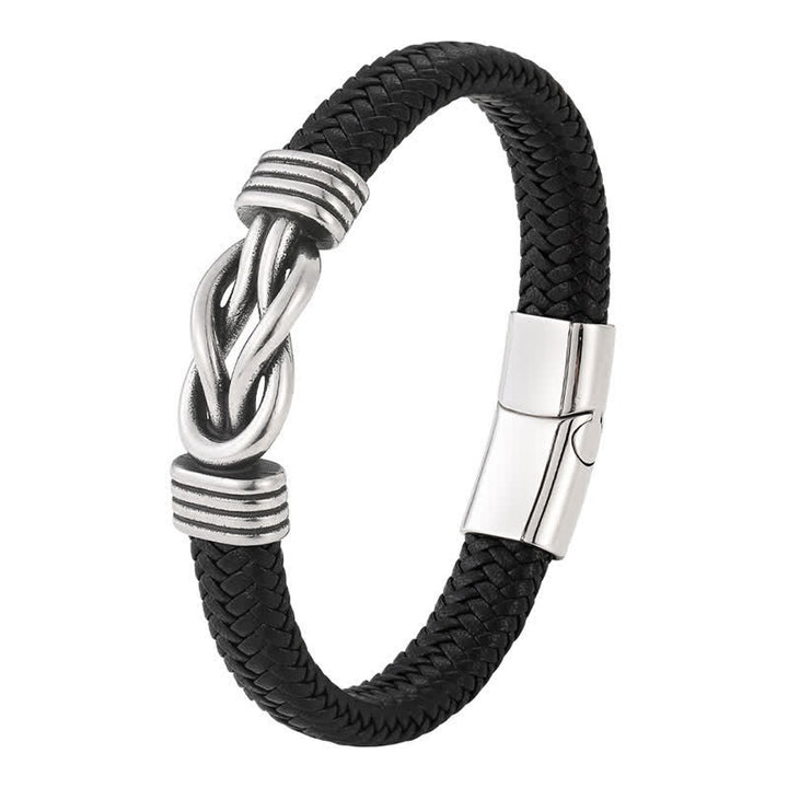 Buddha Stones Geflochtenes Lederarmband mit unendlichem Knoten, robust und geometrisch. - image 1