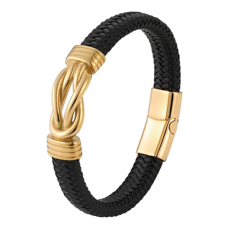 Buddha Stones Geflochtenes Lederarmband mit unendlichem Knoten, robust und geometrisch. - image 7