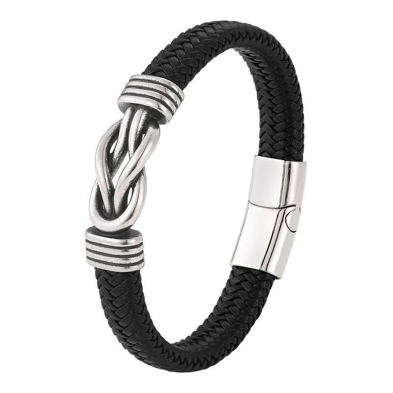 Buddha Stones Geflochtenes Lederarmband mit unendlichem Knoten, robust und geometrisch. - image 1