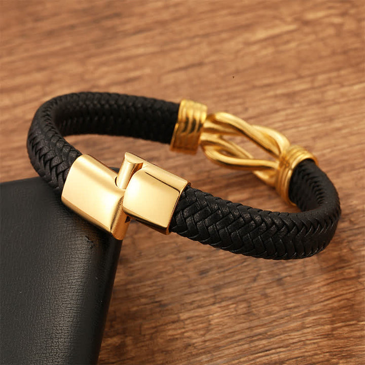 Buddha Stones Geflochtenes Lederarmband mit unendlichem Knoten, robust und geometrisch. - image 6