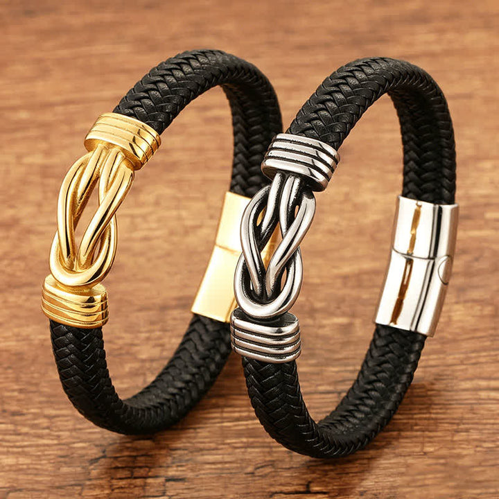 Buddha Stones Geflochtenes Lederarmband mit unendlichem Knoten, robust und geometrisch. - image 10