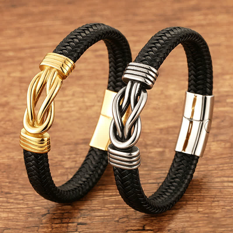 Buddha Stones Geflochtenes Lederarmband mit unendlichem Knoten, robust und geometrisch. - image 10