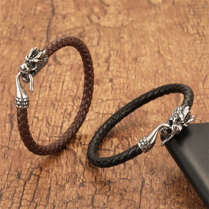 Buddha Stones Geflochtenes Lederarmband „Drachenstärke“ im Punk-Stil - image 10