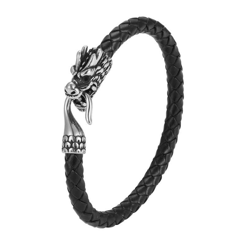 Buddha Stones Geflochtenes Lederarmband „Drachenstärke“ im Punk-Stil - image 2