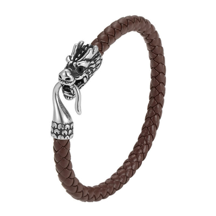 Buddha Stones Geflochtenes Lederarmband „Drachenstärke“ im Punk-Stil - image 9