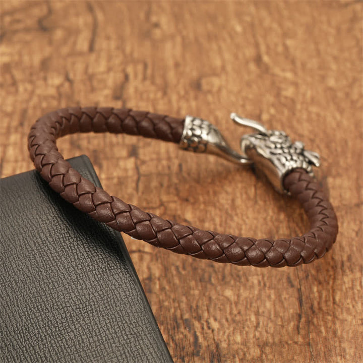 Buddha Stones Geflochtenes Lederarmband „Drachenstärke“ im Punk-Stil - image 8