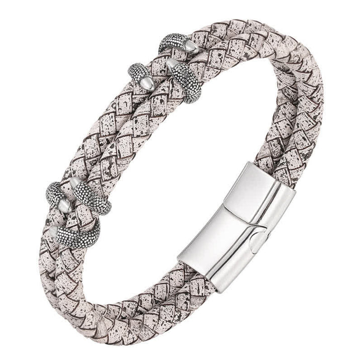 Buddha Stones Geflochtenes Lederarmband mit Drachenklauen-Motiv aus robustem Edelstahl - image 10