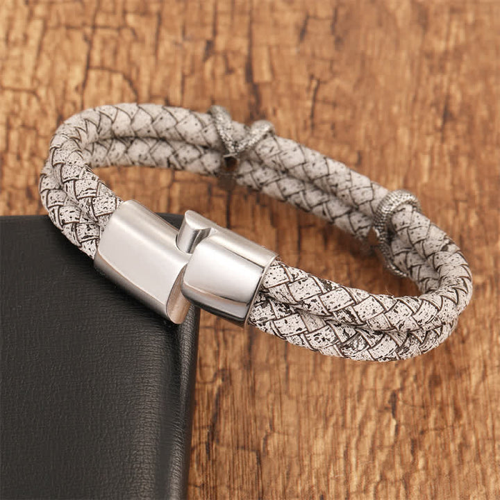 Buddha Stones Geflochtenes Lederarmband mit Drachenklauen-Motiv aus robustem Edelstahl - image 8