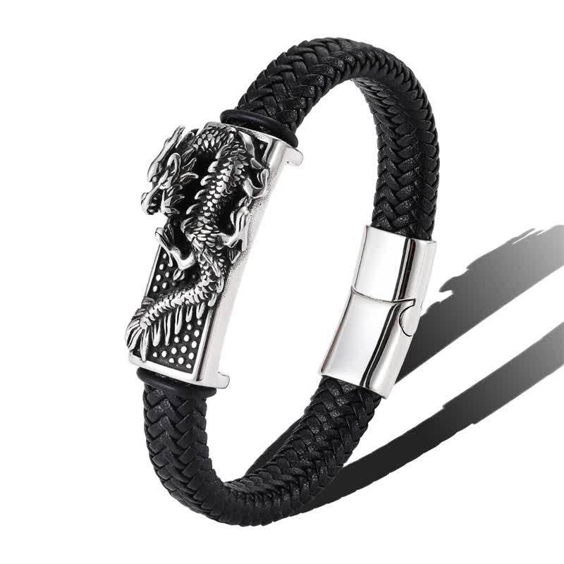 Buddha Stones Handgewebtes Armband „Dragon Strength“ aus geflochtenem Edelstahl - image 8