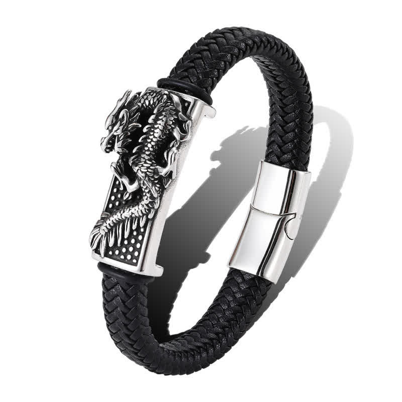 Buddha Stones Handgewebtes Armband „Dragon Strength“ aus geflochtenem Edelstahl - image 9