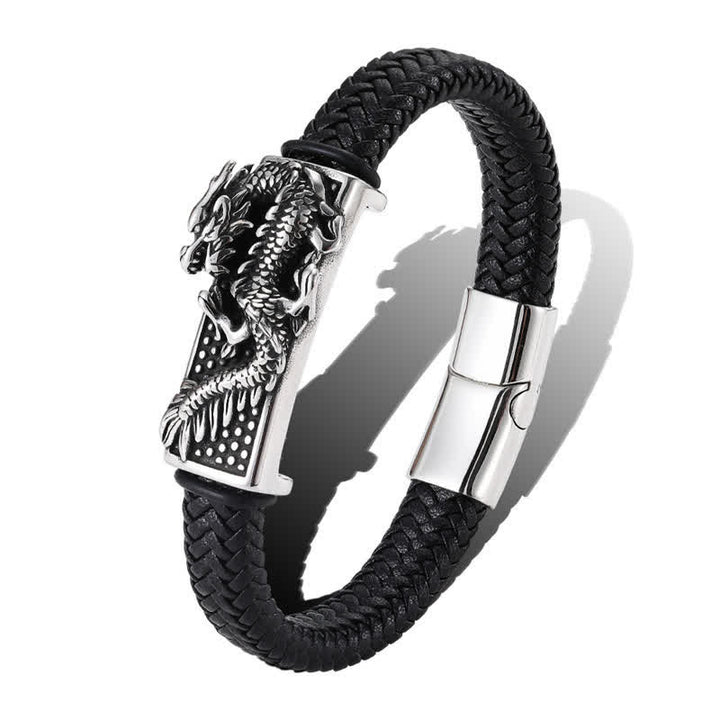 Buddha Stones Handgewebtes Armband „Dragon Strength“ aus geflochtenem Edelstahl - image 9