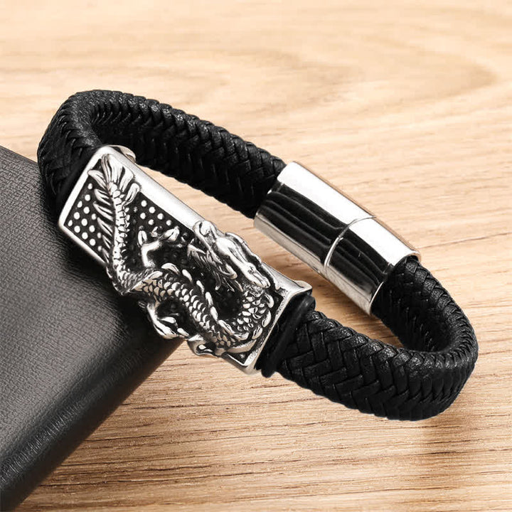 Buddha Stones Handgewebtes Armband „Dragon Strength“ aus geflochtenem Edelstahl - image 3