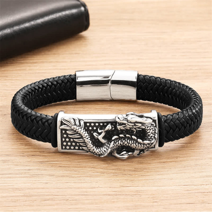 Buddha Stones Handgewebtes Armband „Dragon Strength“ aus geflochtenem Edelstahl - image 4