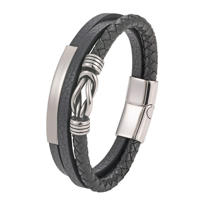 Buddha Stones Geflochtenes Lederarmband mit geometrischem Magnetverschluss - image 3