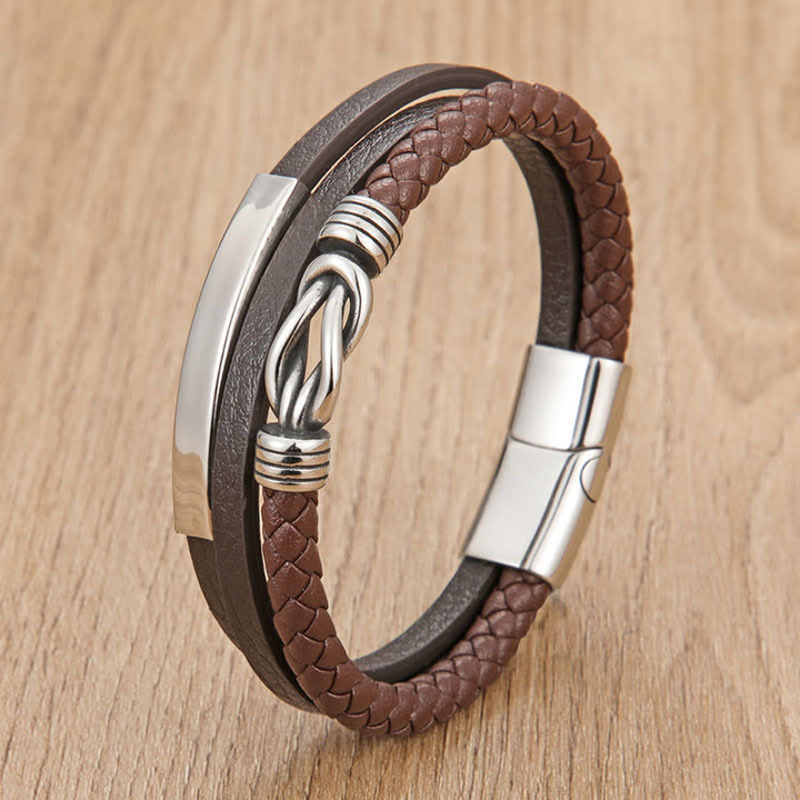 Buddha Stones Geflochtenes Lederarmband mit geometrischem Magnetverschluss - Kaffee - 7,9–8,3 Zoll (20–21 cm) - image 5