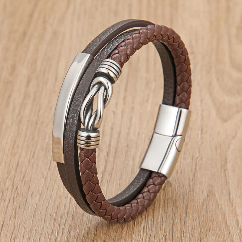 Buddha Stones Geflochtenes Lederarmband mit geometrischem Magnetverschluss - Kaffee - 7,9–8,3 Zoll (20–21 cm) - image 5