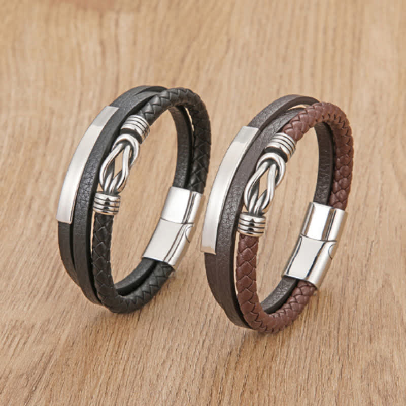 Buddha Stones Geflochtenes Lederarmband mit geometrischem Magnetverschluss - image 7