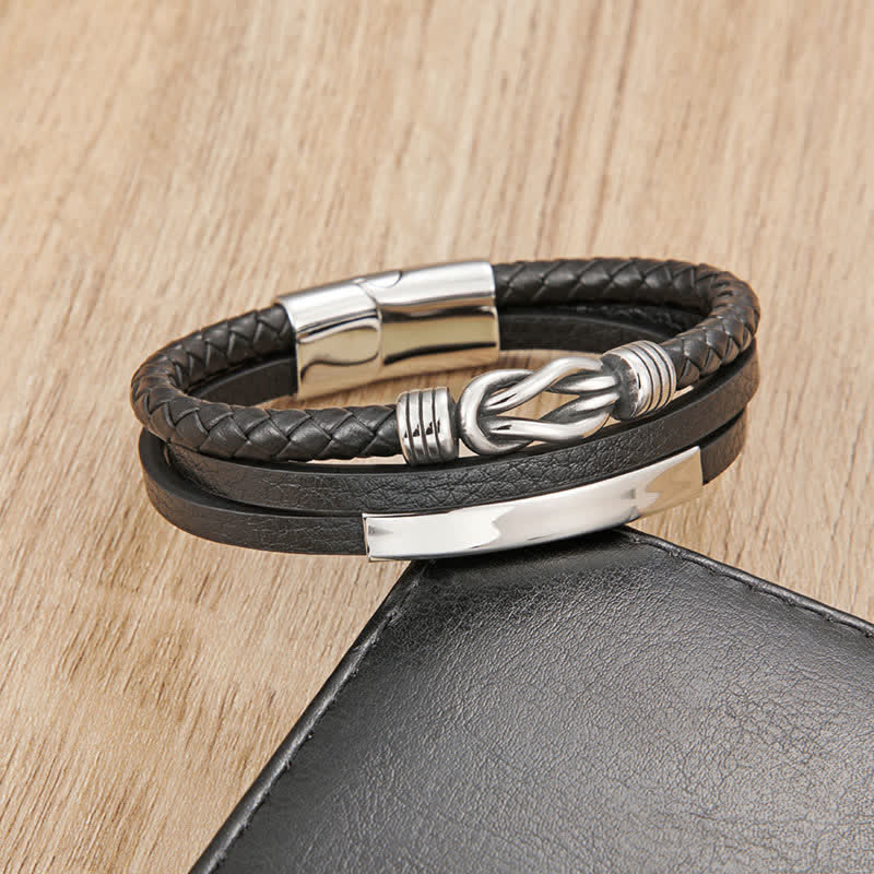 Buddha Stones Geflochtenes Lederarmband mit geometrischem Magnetverschluss - image 1