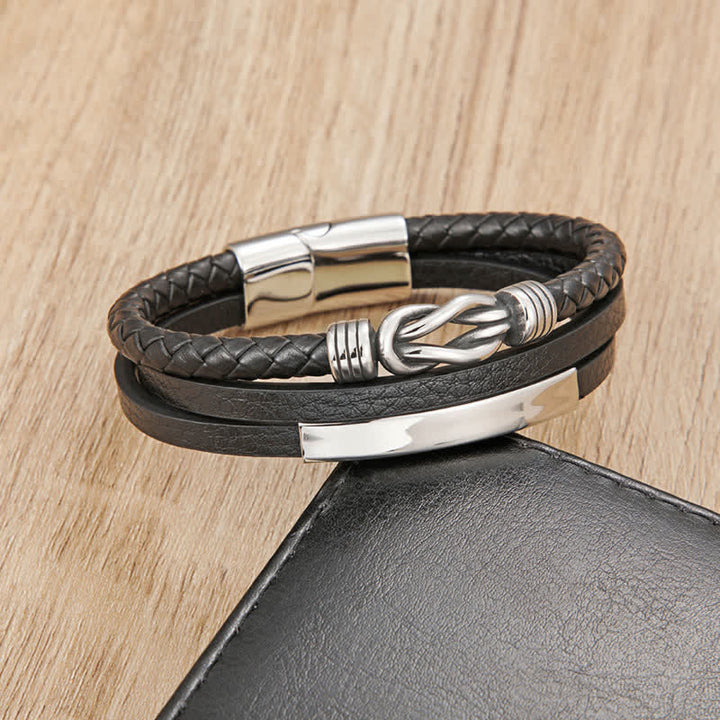 Buddha Stones Geflochtenes Lederarmband mit geometrischem Magnetverschluss - image 1