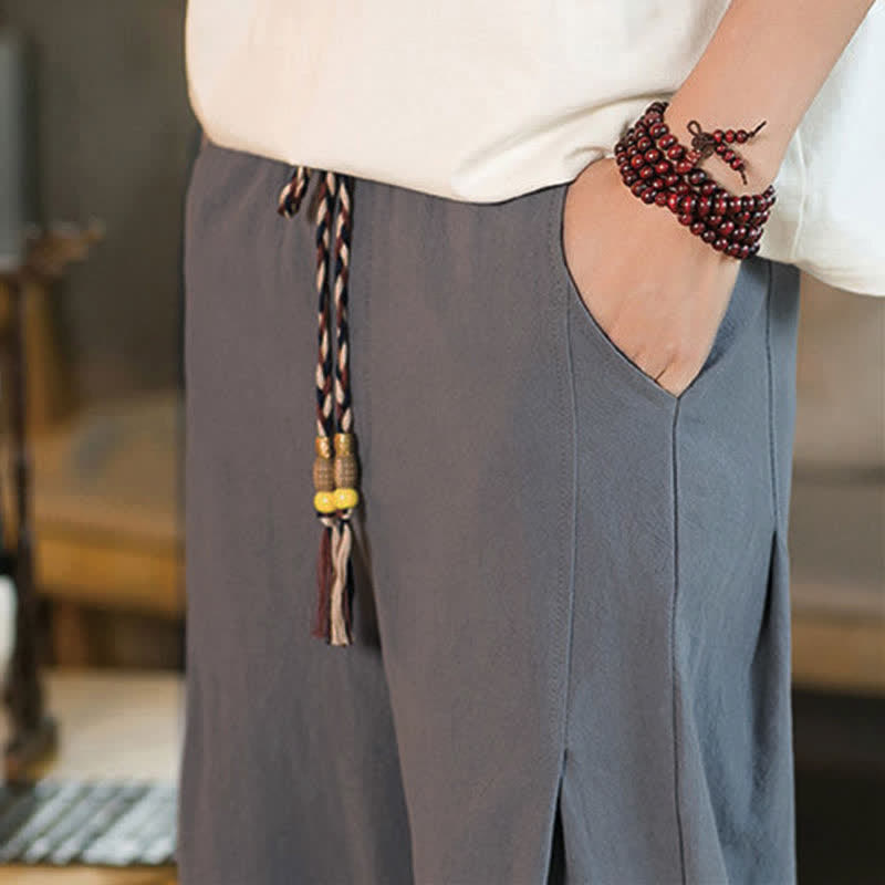 Buddha Stones Lässige, minimalistische Herren-Cropped-Hose mit Kordelzug und Tasche für den Sommer. - image 31