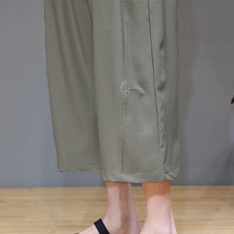 Buddha Stones Lässige, minimalistische Herren-Cropped-Hose mit Kordelzug und Tasche für den Sommer. - image 11