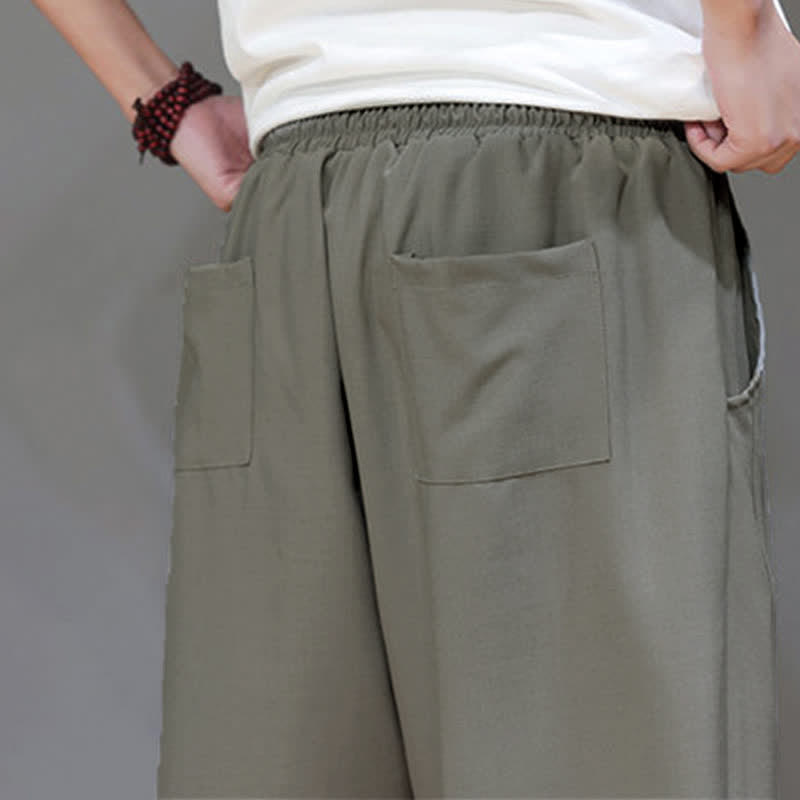 Buddha Stones Lässige, minimalistische Herren-Cropped-Hose mit Kordelzug und Tasche für den Sommer. - image 10