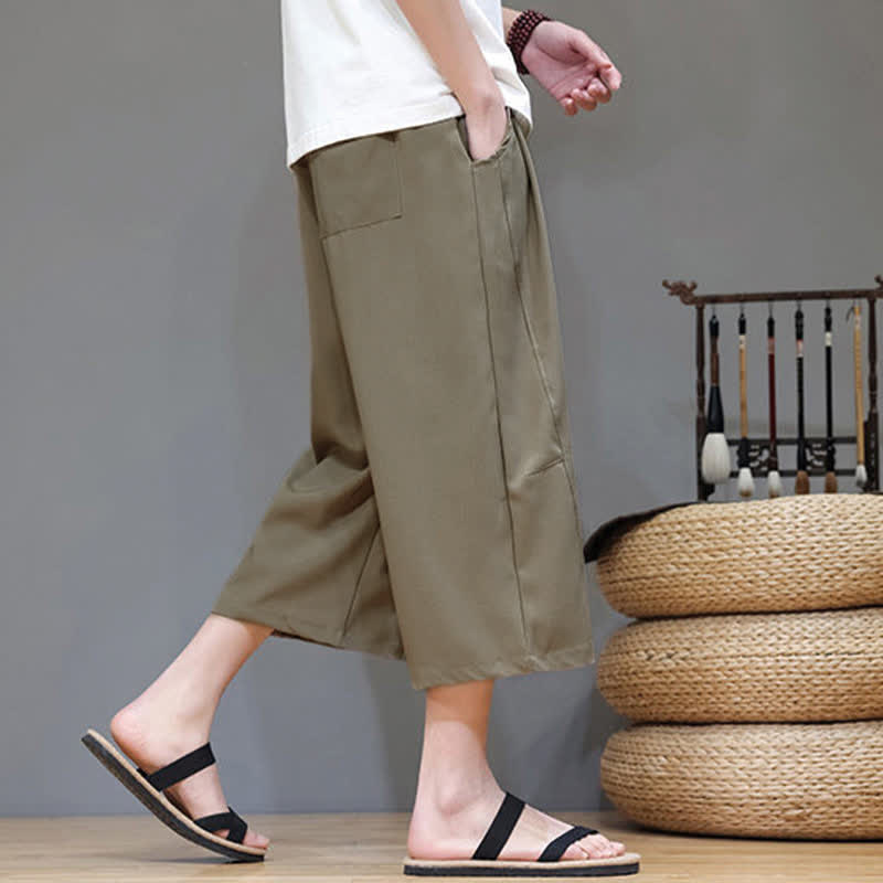 Buddha Stones Lässige, minimalistische Herren-Cropped-Hose mit Kordelzug und Tasche für den Sommer. - image 26