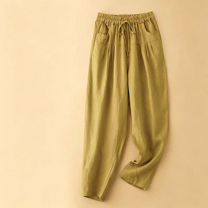 Buddha Stones Lässige, minimalistische Haremshose mit Kordelzug und Tasche für Damen – ideal für den Sommer. - Khaki - US8-10, UK/AU12-14, EU40-42 (2XL) - image 6