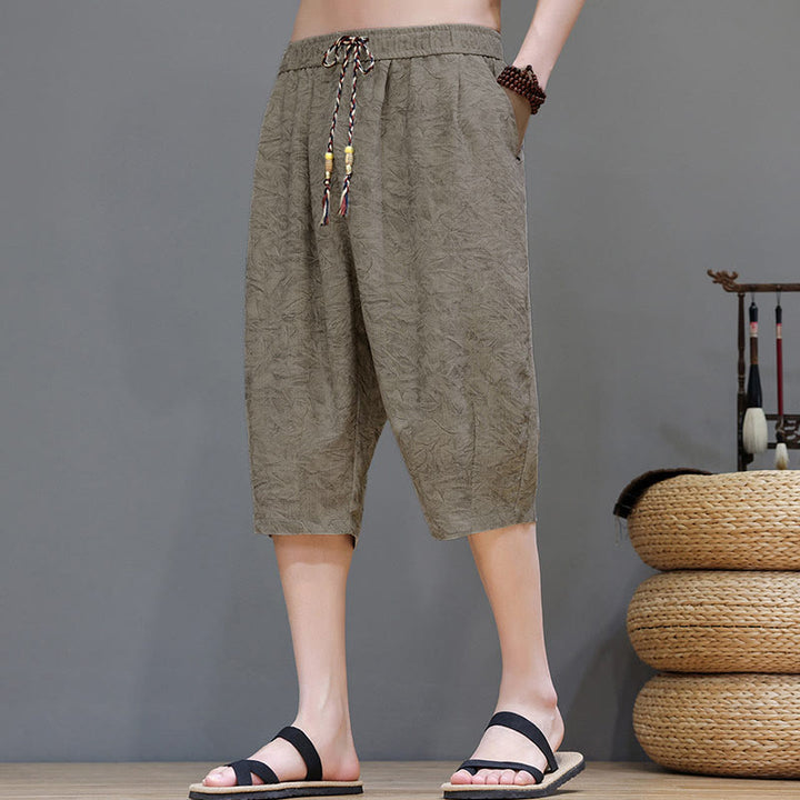 Buddha Stones Lässige Boho-Herrenshorts mit Kordelzug und Tasche - image 1