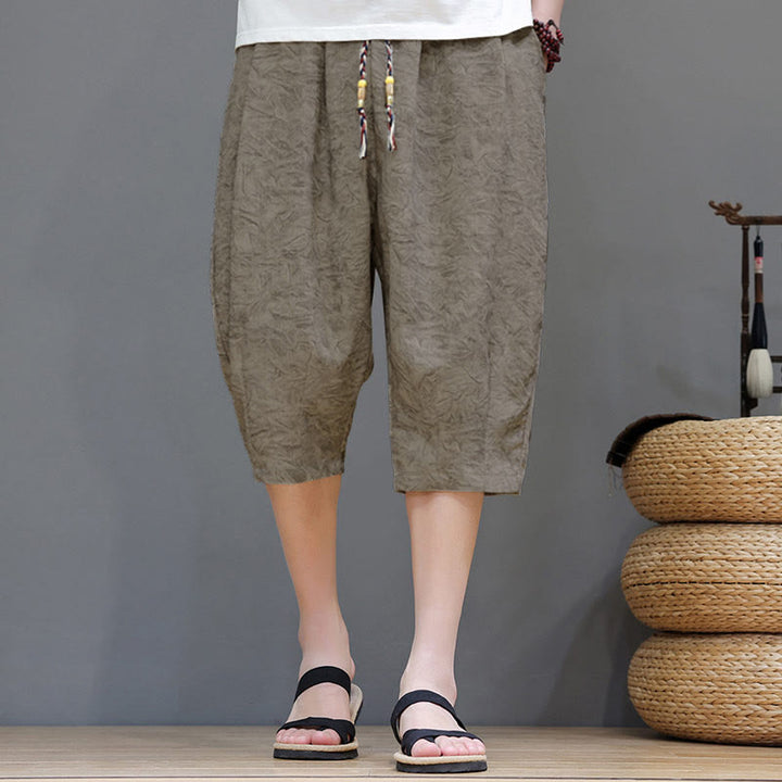 Buddha Stones Lässige Boho-Herrenshorts mit Kordelzug und Tasche - Bräunen - US/UK/AU48, EU58 (6XL) - image 0